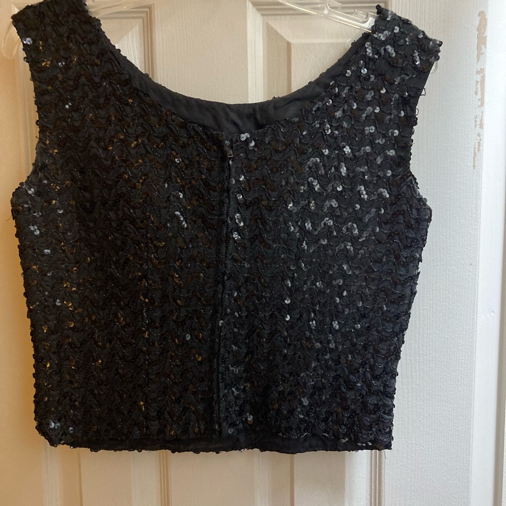 Black Sequin Sleeveless Top